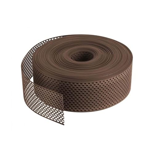 Rejilla para aleros 60m x 100mm Marrón Rejilla para aleros de PVC, perforación oval, tira de ventilación para una ventilación óptima de la fachada y el tejado