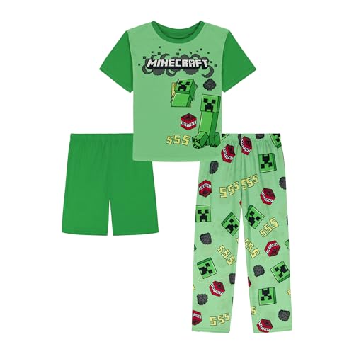 Minecraft Boys 3-Piece Loose-fit Pajama Set Soft & Cute for Kids SSS OH NO 6