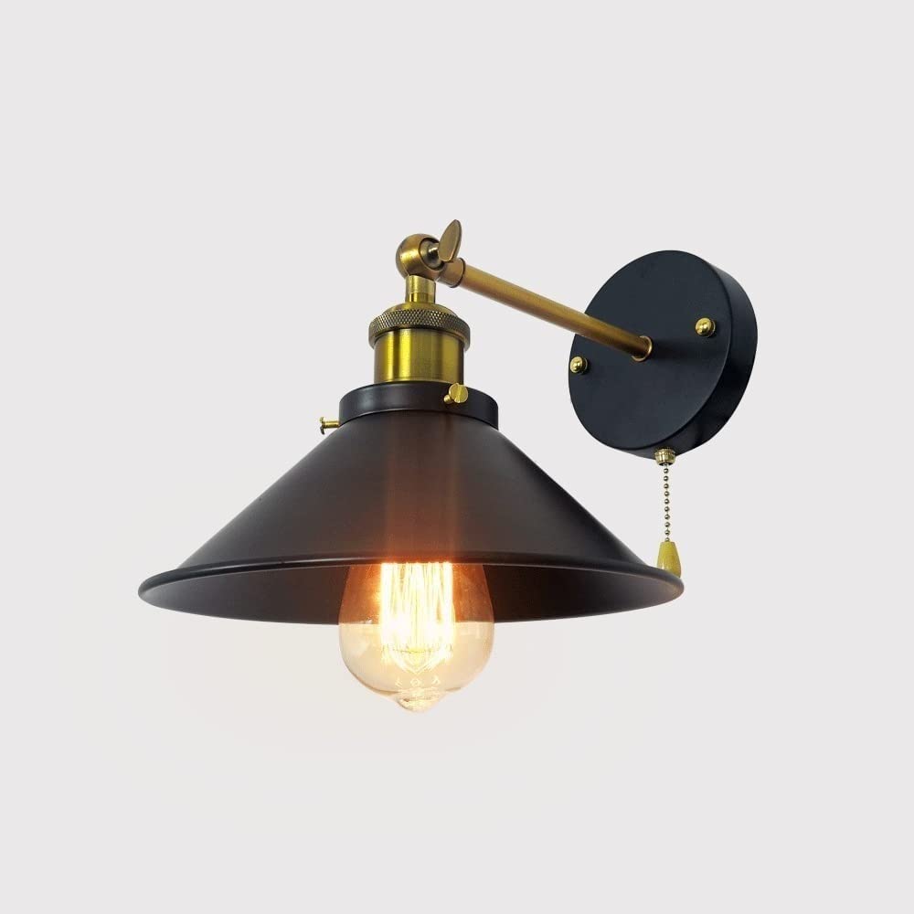 Aplique de pared industrial con interruptor de cadena para dormitorio 8