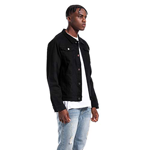 Image of Mens Denim Jacket Ripped Slim Jean Jacket Coat for Men