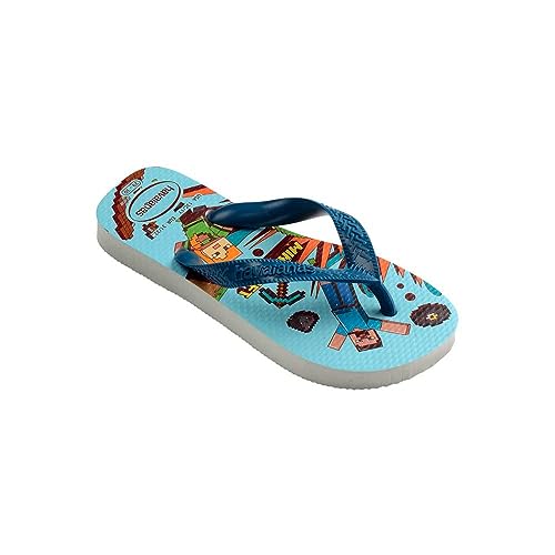 Havaianas Kids Boys Flip Flops - White/Blue - 11/12K US2