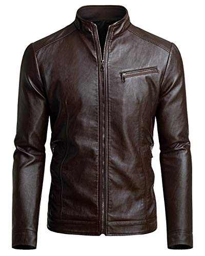 Mens Casual Faux Leather Jacket product thumbnail 10