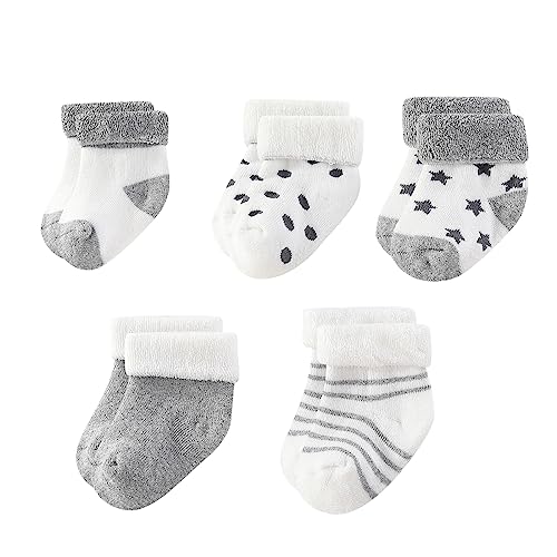 Image of MAMIMAKA Unisex Baby Terry Socks 5-Pack for Baby boy and girl 0-12 Months Warm Cotton Socks