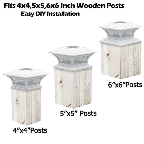 Siedinlar Solar Post Lights Outdoor Glass Led Fence Cap Light 2 Modes For 4X4 5X5 6X6 Posts Patio Deck Garden Decoration Warm White/Cool White Lighting White (2 Pack) #TOP3