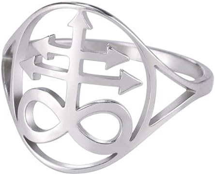Gothic Leviathan Satanic Cross Ring Demon Satan Brimstone Occult Lucifer Religious Jewelry Witchcraft Amulet Woman Men Satanic Cross silver, 9