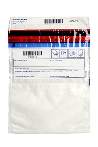 100 x DEBATEX-Sicherheitstaschen: Vlies 195 x 265 + 20 mm (Bon) Safebags Geldbeutel