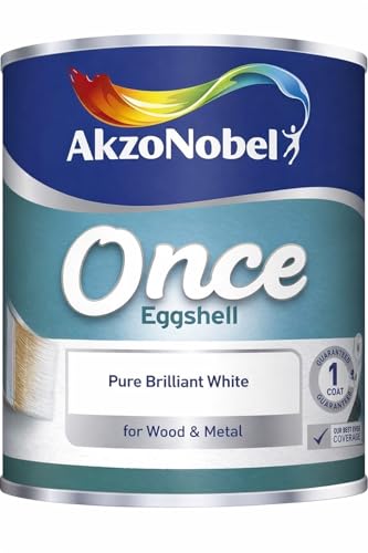 AXpower Inspirational Technology Empowering People Once Eggshell Paint One Coat Durable Finish Pure Brilliant White Ideal for Doors Skirting Boards Trim and Furniture 750ml Tin