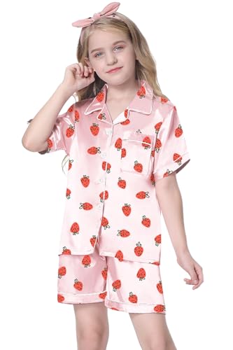 Image of Girls & Womens Satin Pajamas Set, Silk Button-Down Sleepwear 2 Piece Nightwear, 3 Years - Women XXL