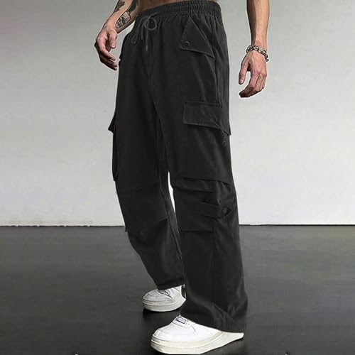 Men's Casual Cargo Sweatpants Drawstring Elastic Waist Athletic Baggy Pants Streetwear with Mulit Pockets, S-2XL2