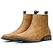 IUV Cowboy Boots For Men Square Toe Ankle Boots Western Chelsea Boot Casual Dress Slip On Men Shoes