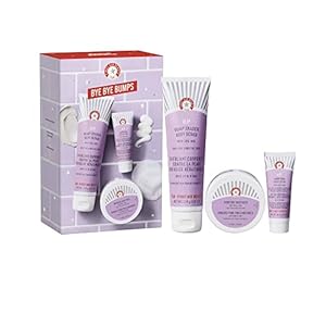 First Aid Beauty Bye Bye Bumps Kit – 3 Exfoliating Favorites – KP Bump Eraser Body Scrub with 10% AHA, 4 oz, KP Smoothing Body Lotion, 1 oz, + Ingrown Hair Pads, 28 Count