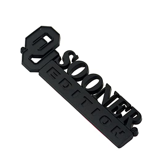 Image of 2Pc Sooner Edition Emblem Okla-Homa 3D Badge Sticker Decal with 3M Adhesive Replacement for Universal Car Window Door Computer (Matte Black)
