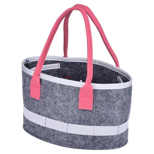 Quzente de fieltro con asas, ovalada de fieltro para compras, organizador portátil de reproductor de audio, contenedor plegable de juguetes de viaje para niños con asas, contenedor de