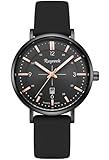 RUYEOOK Quartz Analog Watch,Silicone Band, Calendar Date Display, Water Resistant, Watch for Women Nurses Female Nursing Students Lady (R8636 Black)