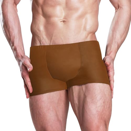 Brown Mens Swim Trunk Swimwear Bathing Suit Swim Brief Square Leg Board Short S Brown2