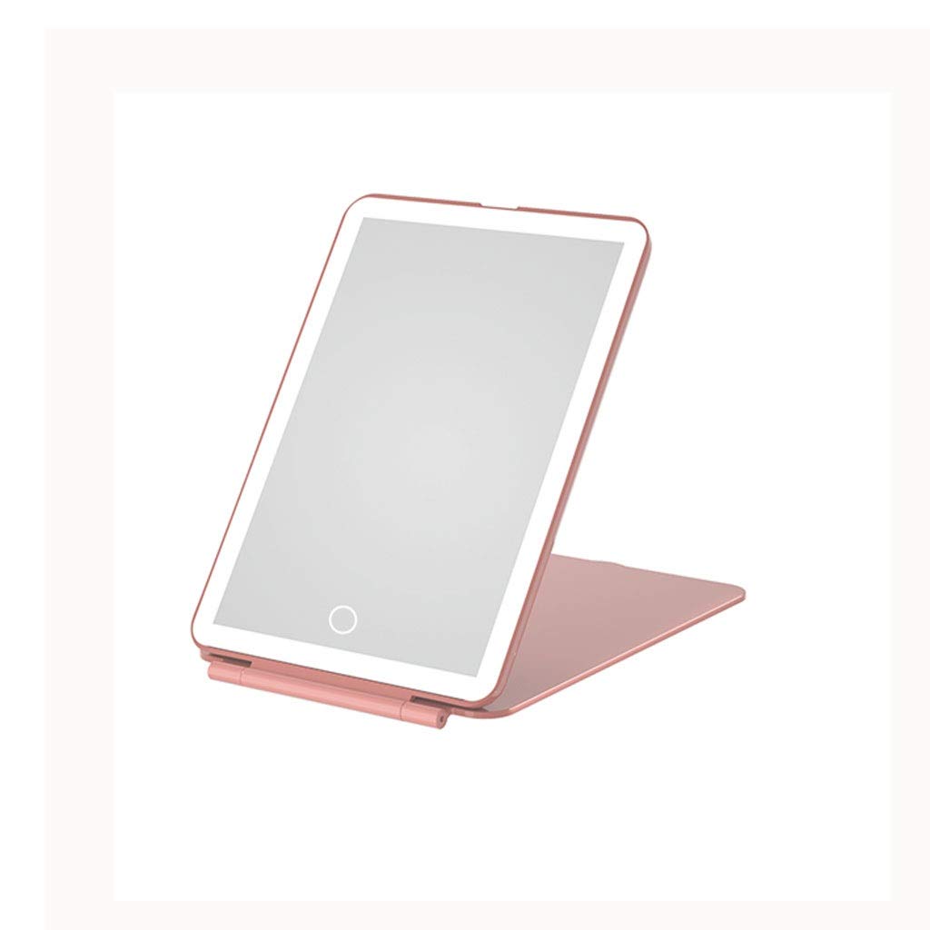 Specchio da Trucco Specchio da trucco a LED Pieghevole Portable Portable Ultra-sottile Specchio pieghevole con luce adatta for la signore Regalo Makeup Mirror (Rosa) Specchio Cosmetico