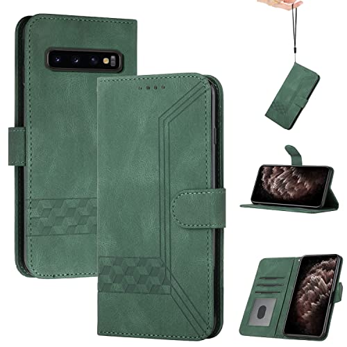 momoka Wallet Custodia Cover per Samsung Galaxy Sottile per Telefono Premium Supporto Stand Chiusura Magnetica-Verde pelle