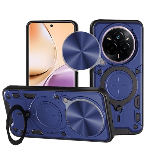 Image of AESTMO Armor Realme 14 Pro 5G Bumper Back Case Cover | Ring Holder & CD Pattern Sliding Camera Shutter Cover | Back Case Cover for Realme 14 Pro 5G (Blue)