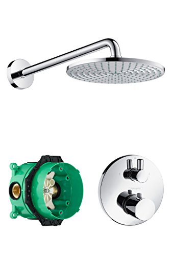 Preisvergleich Produktbild hansgrohe Set inkl. Raindance S 240 Air Duschkopf / Kopfbrause für Wandmontage, Unterputz Thermostat Ecostat S mit Ab- und Umstellventil, Chrom