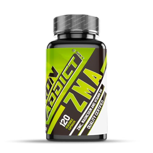Iron Addict Labs - ZMA - 120 Cápsulas Vegetales - 1 Cápsula al día - Magnesio - Zinc - Vitamina B6 - Aumento Masa Muscular y Resistencia