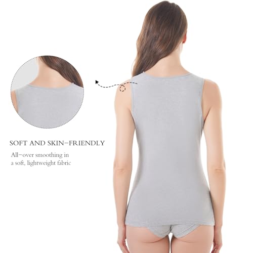 Image of Womens Tank Top Camisoles with Premium Cotton Italian Design - Trimmed with Flower Lace on Neckline