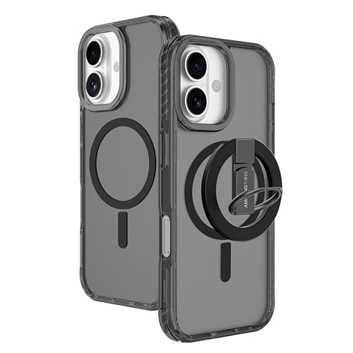 Coque iPhone 17 avec anneau magnétique AMAZINGthing Titan Pro Grip Ring transparente noire