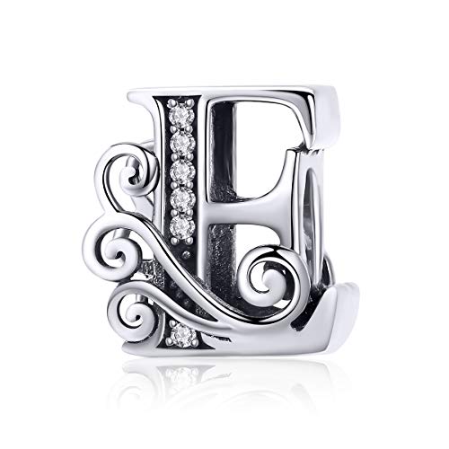 Image of Eternalll Jewellery - Spacer Beads Authentic 925 Sterling Silver Charms Vintage A-Z Letter Alphabet Charms for Bead Bracelets Women Charm Diy Jewelry