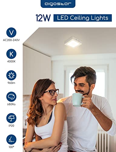 Aigostar Plafoniera LED, 12W Equivalente a 120W