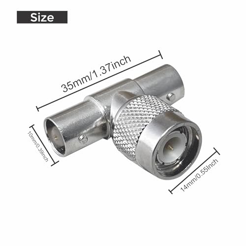 Image of MX TNC Male to DUAL BNC Female RF Coax Adapter T TYPE TNC to BNC Coaxial Connector