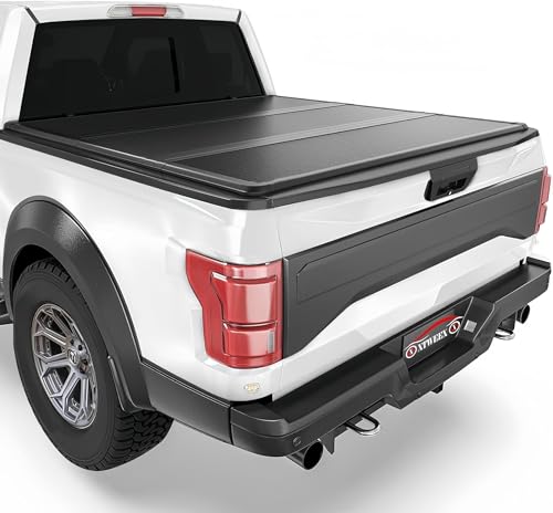 5.5' Hard Folding Truck Bed Tonneau Cover fits 2015-2026 Ford F-150 (Incl.F-150 Lightning) 5'5'Bed, Heavy-Duty Lock Cover w/Waterproof Fiberglass Design | No-Drill Installation & Anti-Theft Security