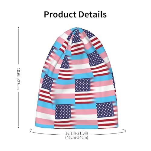 American Transgender Pride Flag Kids Leisure Elastic Knitted Hat Junior Large Size Knit Cap Child Beanie Black2