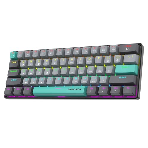 Sumvision Seeker Destroyer II 60% Mechanical Gaming Keyboard Red Switch Compact RGB Backlit (19 Modes) Anti-Ghosting, Detachable USB-C, US Layout with £ Support Wired Keyboard for PC Mac Laptop Gaming