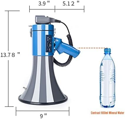 Loud Hailer, Fashion Bullhorn s Megáfono portátil de Alta Potencia de 50 vatios con Altavoz de megáfono grabable Altavoz de megáfono de Voz Clara for Exteriores,Megáfono