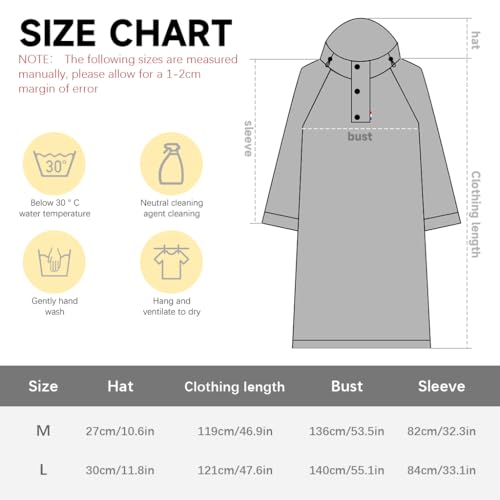 Image of PALAY Long Rain Coat Waterproof Raincoat for Women Reusable Hooded Poncho with Wide Brim Lightweight for Hiking Travel Motorcycle Riding L 2PCS