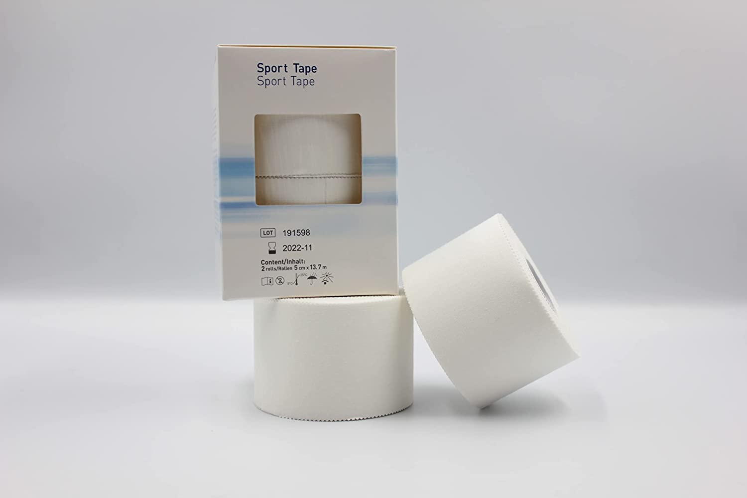 Asiamed Sport Tape Nastro per Bendaggi 5 cm x 13,7 mt in viscosa naturale con bordi zigrinati 20 pz