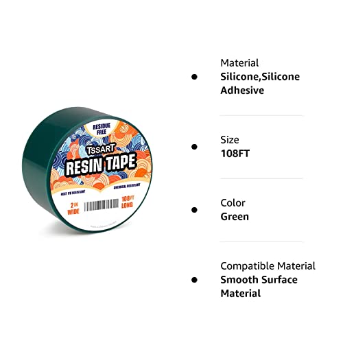 Tssart Resin Tape For Epoxy Resin Molding - Silicone Thermal Adhesive Tape, Oxidation And High Temperature Resistance Easy Peeling, Epoxy Release Tape For River Tables - 2 Inch Wide 108Ft Long #TOP7