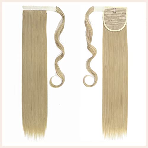 TESS Clip in Ponytail Extension Blonde 26",Hair Extensions Ponytail Synthetic Wrap Around Long Straight Fake Pony Tails Hair Pieces for Women(#24) - Image 2