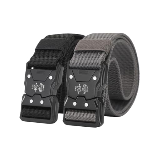 2PC Tactical Waist Belt - Durable Automatic Buckle, Perfect for Outdoor Adventures(Grey Black)
