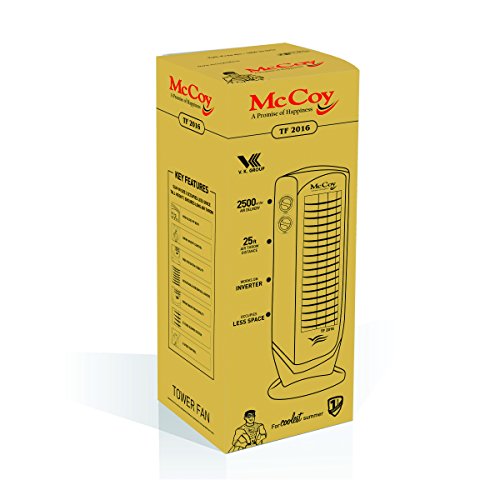Image of McCoy Tower Fan Oscillating | Rotating | Portable with Blade | 25 Ft Cool Air Throw Without Water - TF 2016 (White)