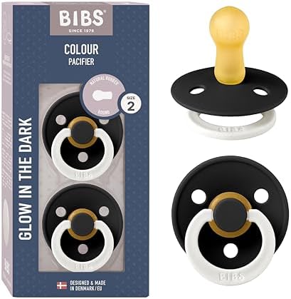 BIBS Colour Soother 2-Pack, BPA Free Dummy Pacifier, Round Nipple. Natural Rubber Latex, Size 2 (6-18 Months), Coral/Ruby