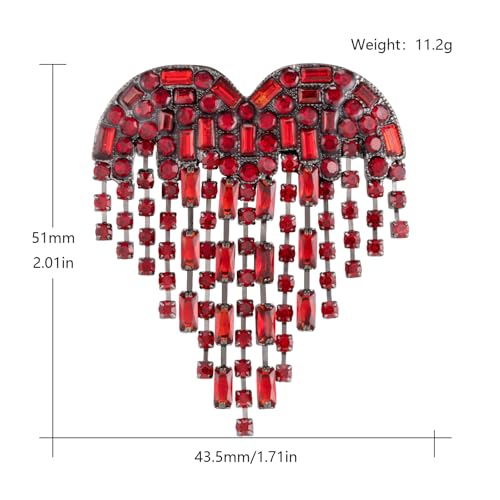 Image of LAXPICOL Vintage Cute Red Love-Heart Austrian Crystal Brooch Broach Pin for Women