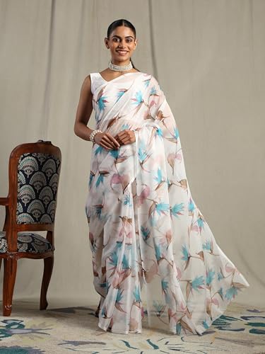 Image of Garden Vareli Floral Print Nara Chiffon Saree 73475