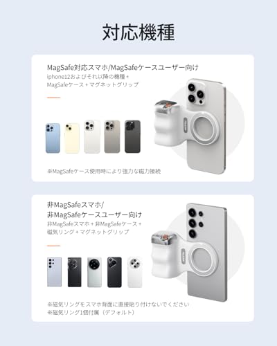 TELESIN マグネットスマホグリップ 自撮りグリップ Bluetoothリモコン付き 2段シャッター ズーム機能 人間工学グリップ 片手操作 両面磁石 スマホスタンド スマートフォンホルダー 1/4"ネジ スマホ 三脚 一脚 自撮り棒 軽量 写真/ビデオ撮影/旅行/Vlog/ライブ配信で大活躍 iPhone Androidに対応