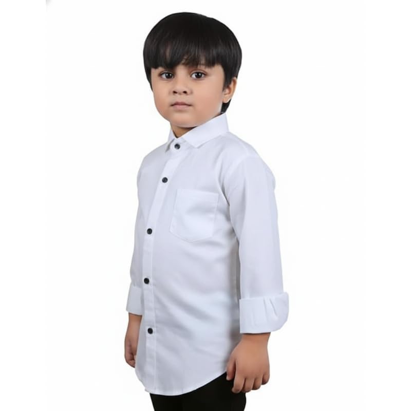 Image of Boys Cotton Blend Solid Full Sleeve Shirt with Spread Collar ? Casual Shirt for Kids