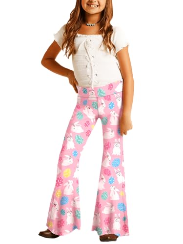 Image of Deerose Girls Bell Bottom 4 of July American Flag Hippie Pants High Waist Flare Pants 5-14 Year