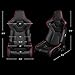 BRAUM Elite-R Series Racing Seats – Fixed Bucket Seat with Carbon Fiber Backing – Black Leatherette with Red Piping and Stitching + Bottom Mount (Fits up to 38