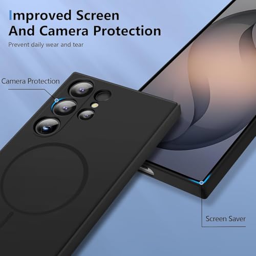 Image of mobistyle Designed for Samsung Galaxy S26 Ultra 6.9-Inch, Compatible with Mag-Safe, Silky Soft Touch Silicone| Shock Absorbing Phone Back Cover case with Camera Lens Protection (Black)