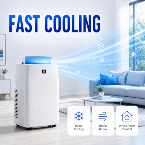 Image of 14000 BTU Portable Air Conditioners, 4-in-1 AC Unit with Cooling, Fan, Dehumidifier and Sleep Modes, for Rooms Up to 750 Sq.Ft, Remote Control, 24H Timer, Window Kit for Bedroom Apartment Dorm
