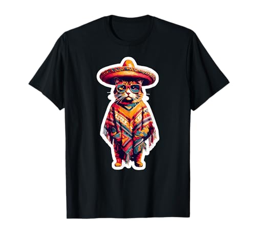 Funny Mexican Cat Sombrero Baja Cinco De Mayo Cat Camiseta