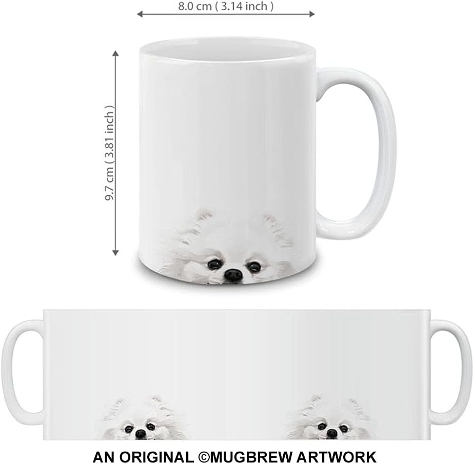 MUGBREW White Teacup Pomeranian Ceramic Coffee Mug Tea Cup, 11 OZ - Image 4